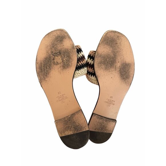 Valentino Garavani Slide Crochet Sandal Ivory Multi Size 8US 38EU Open Toe $980 - Picture 9 of 10